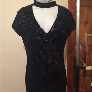 NEVER WORN  NAVY SEQUIN PARTY/DRESSY DRESS LARGE